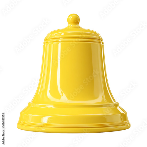 Isolated yellow bell illustration on black background with smooth glossy texture