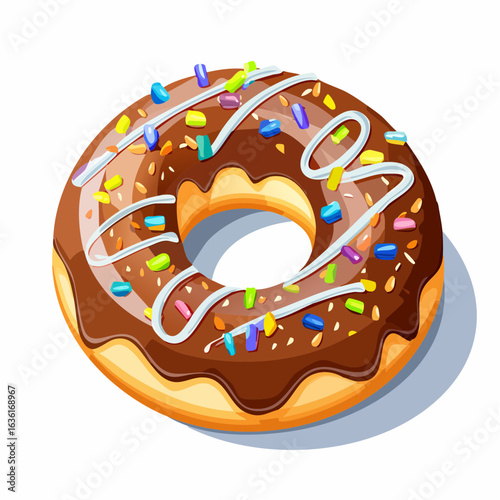 Donut mit Schokoladenglasur und bunten Streuseln