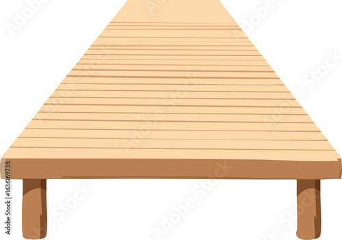 A simple, illustrated wooden dock extending outwards, showcasing its construction and design.