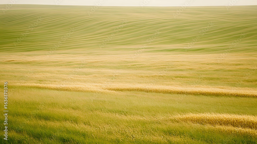 Obraz premium Serene Wheat Field Landscape Rolling Hills Summer Golden Grass