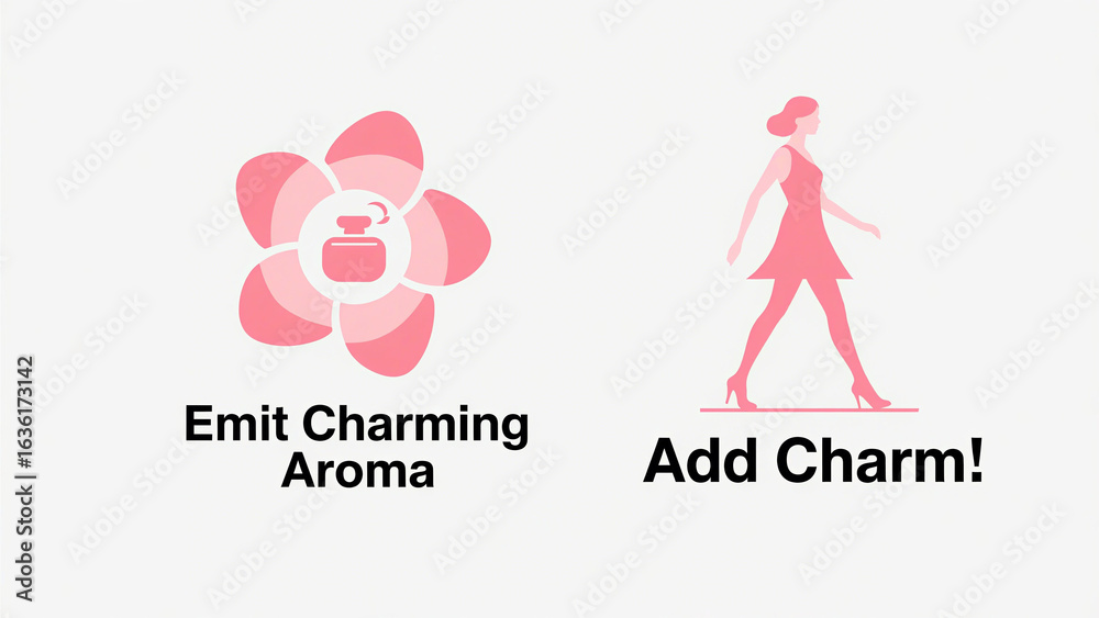 Pink flower perfume bottle and female silhouette represent charm and are used for perfume promotion and social occasions to enhance charm. Pink flower perfume bottle and female silhouette represent charm and are used for perfume promotion and social occasions to enhance charm.