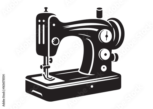 sewing machine logo silhouette vector, sewing machine silhouette vector illustration, vintage sewing machine silhouettes design, tailor sewing machine logo vector silhouette on white background