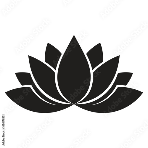 Lotus Flower Silhouette Icon Spiritual Symbol Nature Petal Design