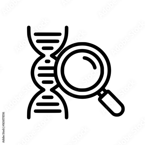 Genetic Examination: An iconic illustration of a DNA strand is meticulously examined by a magnifying glass, revealing the wonders of genetic code within the realm of science and research.
