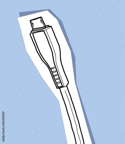 data cable micro usb illutration on papercut.eps