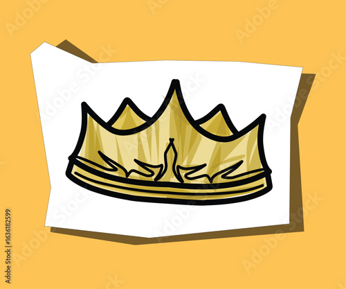golden crown  illustration on papercut