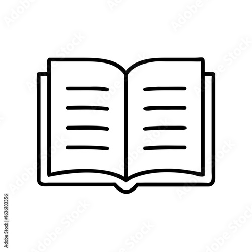 Open book icon with blank pages for educational concept  