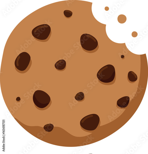 Bitten chocolate chip cookie sweet treat icon