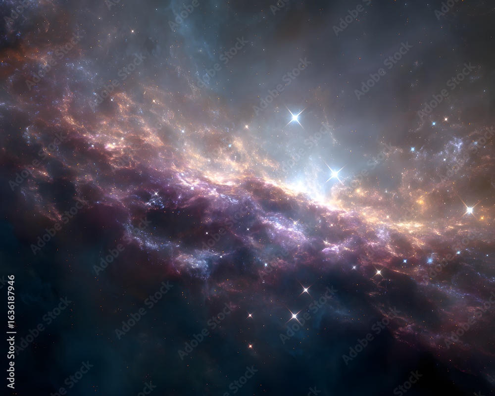 Fototapeta premium Vibrant Nebula and Stars in Deep Space Background