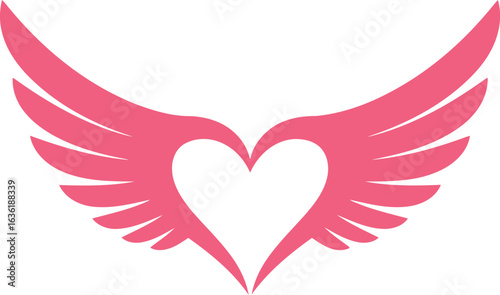 Pink angel heart wings logo