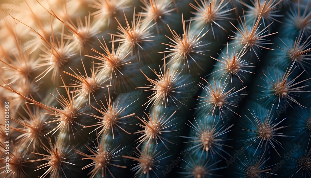 Obraz premium Abstract close-up of cactus texture with beautiful lighting