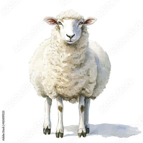 Sheep, watercolor illustration vector, isolated on a white background.