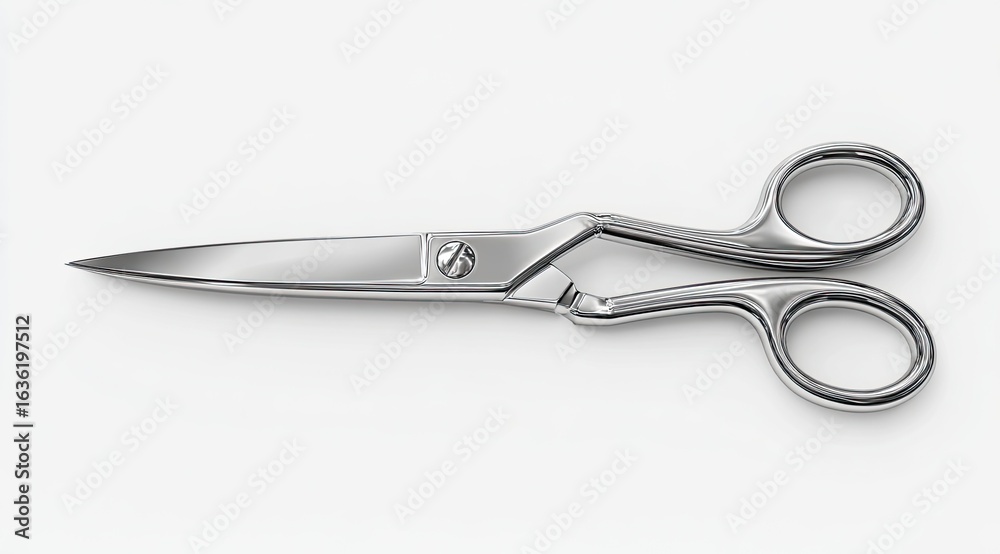 Fototapeta premium Stainless steel shears on white background