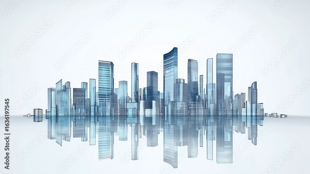 Fototapeta premium Modern City Skyline Reflection
