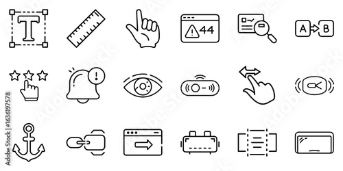 Set of UI/UX icons for design and user interface applications  