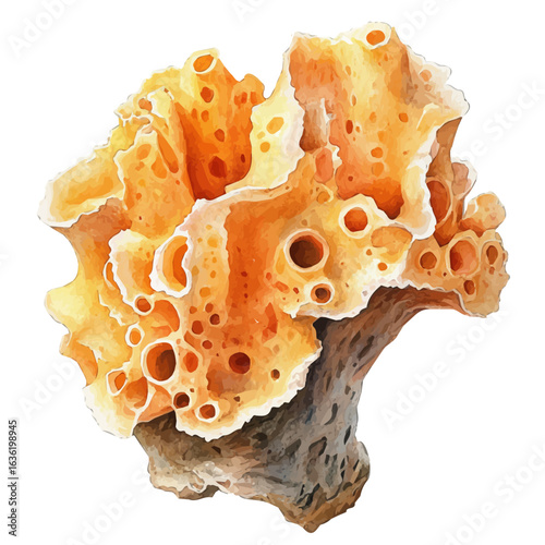 Sea Sponge, watercolor drawing vector, isolated on a white background.