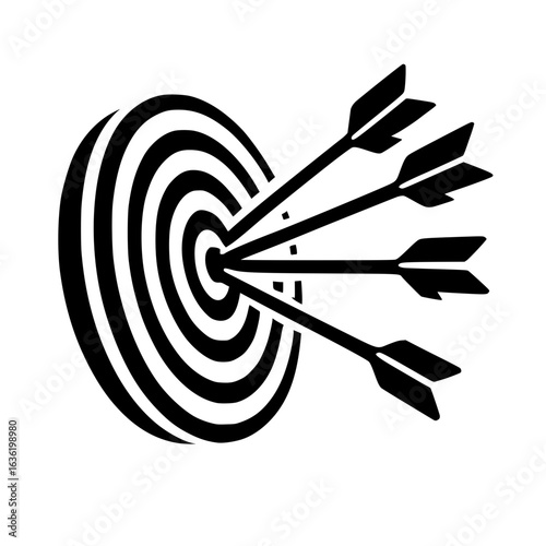 Target with Arrows Icon – Minimalist Precision, Focus & Success Symbol