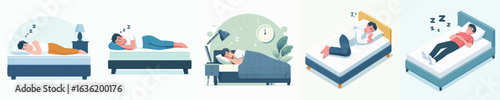 vector of a man sleeping in the bedroom