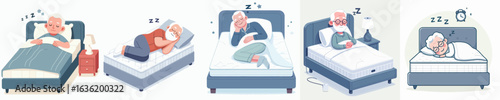 vector of a grandfather sleeping in the bedroom