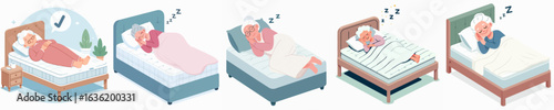 vector of a grandmother sleeping in the bedroom