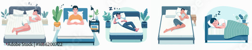 vector of a man sleeping in the bedroom