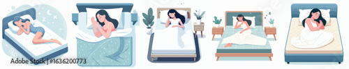 vector of a woman sleeping in the bedroom