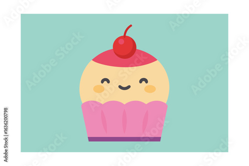Cupcake with Cherry Hat and Blushing Cheeks