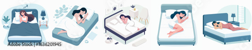 vector of a woman sleeping in the bedroom