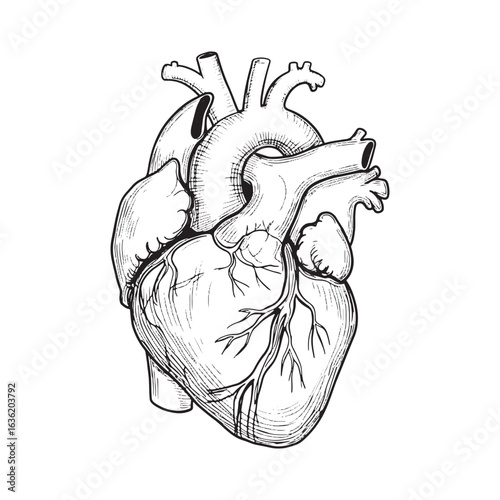 Human Heart Anatomical Detailed Vector Illustration isolated on white