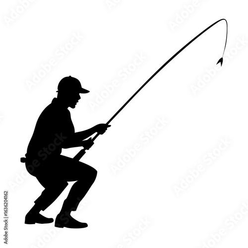 silhouette of a man fishing