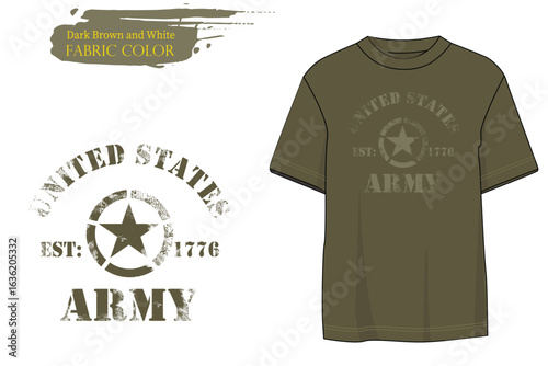 Army est. 1776 T-Shirt, USA Army print T shirt graphics, Retro urban style grunge  drawing, Military Green t shirt prints.eps8