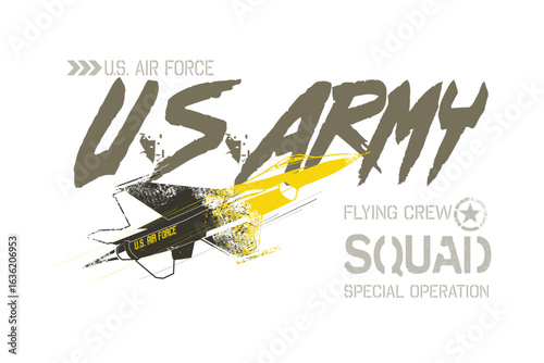 US Army typography print, USA Army print T shirt graphics, Military Retro urban style grunge  drawing, Military Green t shirt prints, tees usa army.eps8