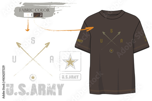 USA Army print T shirt graphics, Military Retro urban style grunge  drawing, Army est. 1776 T-Shirt, Military Green t shirt prints, tees usa army.eps8