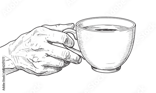 Hand Holding Coffee Cup Vector Illustration