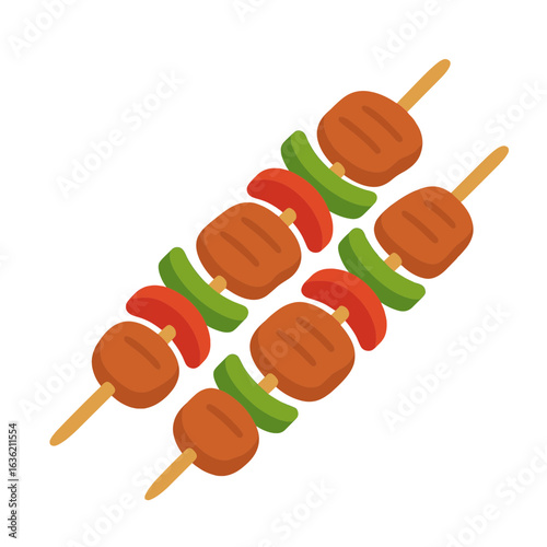 grilled shish tawook skewers with vegetables
