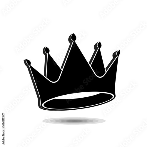 Crown Silhouette Icon: 3D Minimalist Design for Leadership and Success