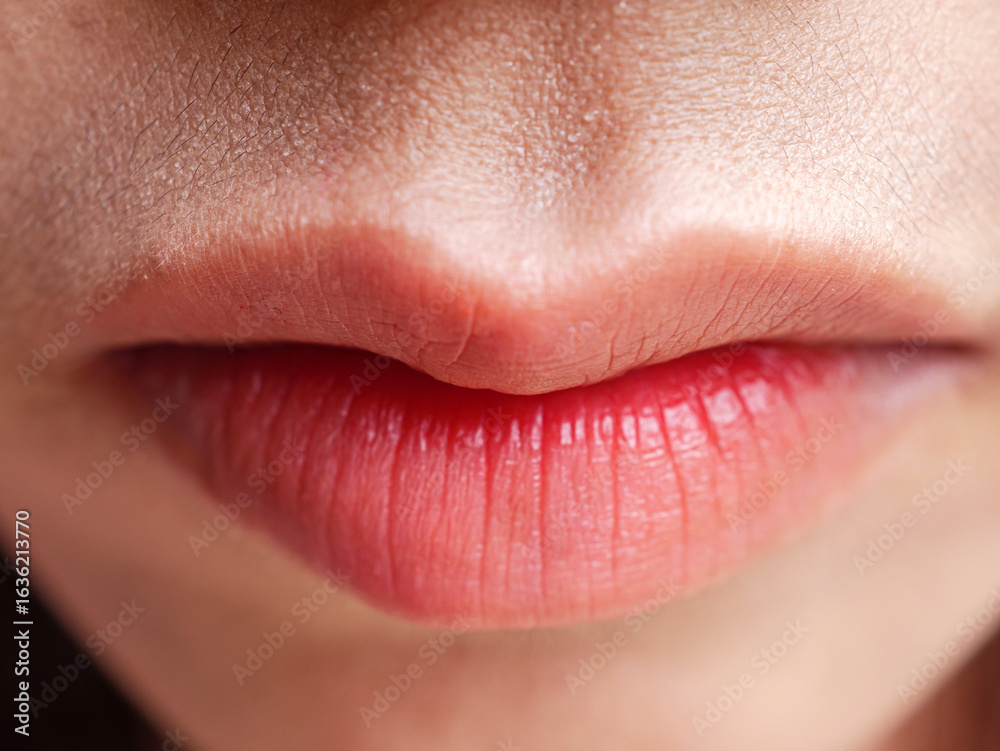 Obraz premium Sexy Mouth close-up. Beauty young woman Lips. lip filler injections. Fillers. Lip augmentation Beautiful Perfect Lips.