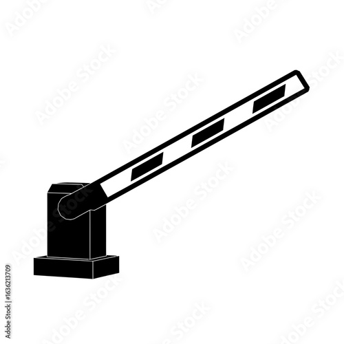 Security Barrier Gate Icon: Lifted Arm in 3D Minimalist Silhouette