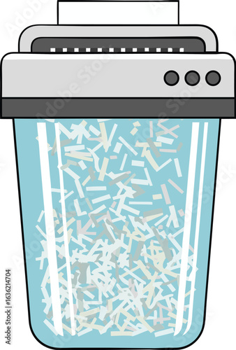 Paper Shredder Illustration with Shredded Documents for Office Security and Data Privacy