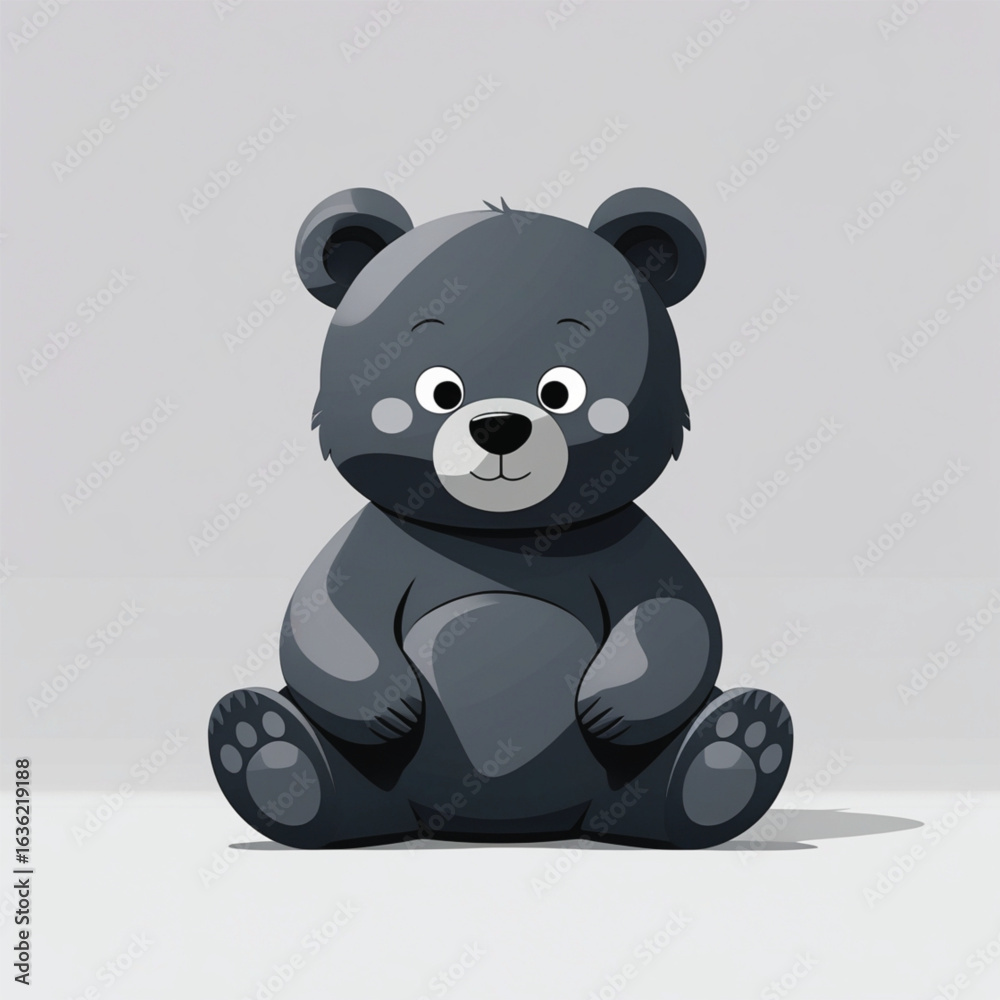 Obraz premium cute black little bear vector illustration on white background