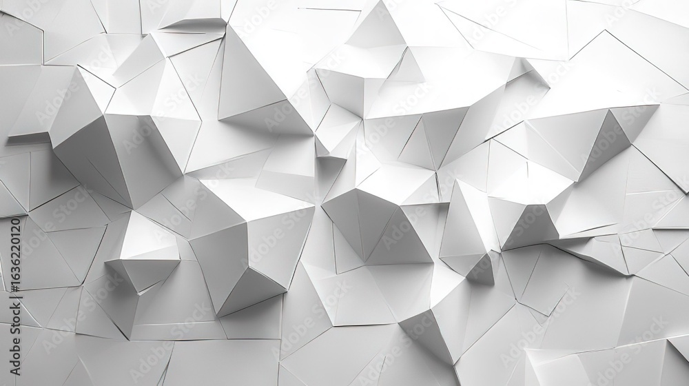 Fototapeta premium 3D Geometric White Polygonal Wall Texture for Modern Design 