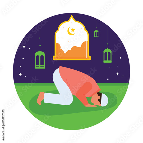 Eid Prayer Vector Illustration Which can easily edit or modify