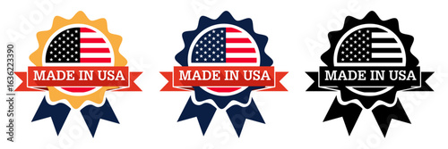 Made in USA Ribbon Seal Labels with American Flag for Product Packaging and Branding