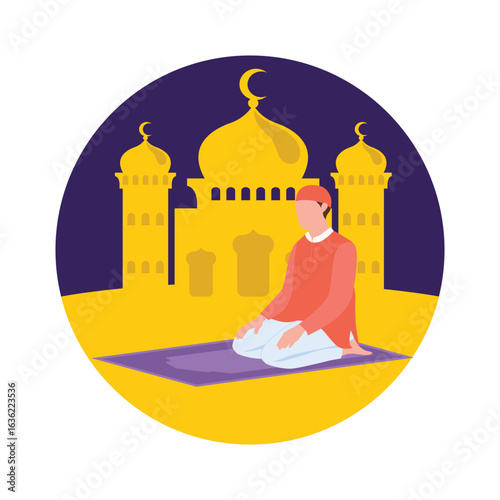 Muslim Praying Vector Illustration Which can easily edit or modify