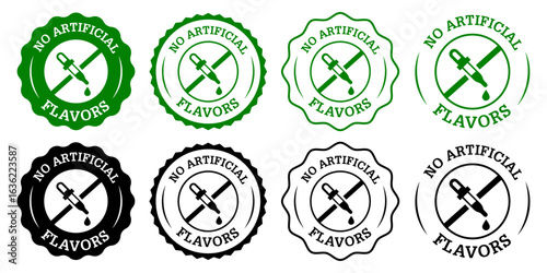 No Artificial Flavors Label Design Badges for Natural Food Packaging