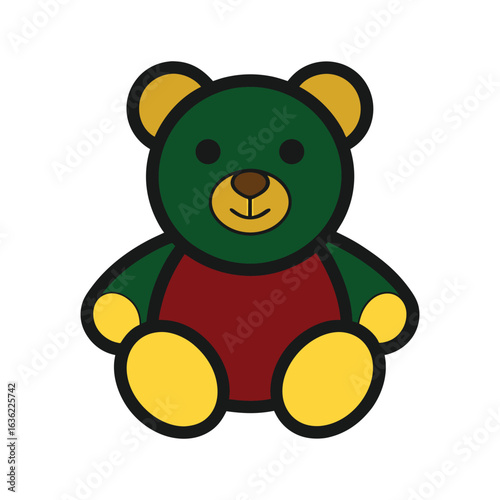 teddy bear with black outline on white background