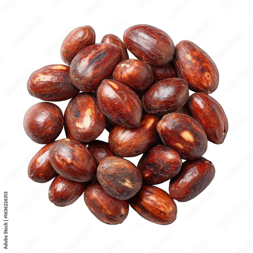 Obraz premium Cluster of roasted nuts, oval shape, reddish-brown