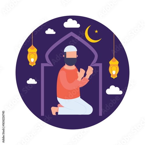 Muslim Praying Vector Illustration Which can easily edit or modify