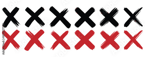 Tick and cross brush signs. Green checkmark OK and red X icons, isolated on white background.check mark and x mark icon use for apps and website. check mark, icon, vector.