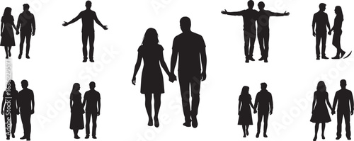 Silhouette couples vector art illustration design for love relationship and romance vector graphic design 100